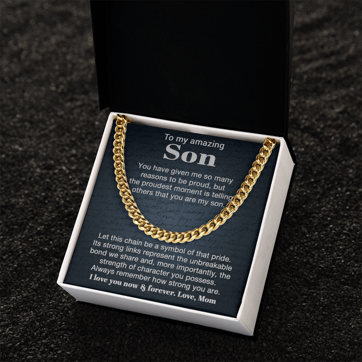 To My Son - "Unbreakable Bond" Cuban Link Chain from Mom - The Love Sparkle