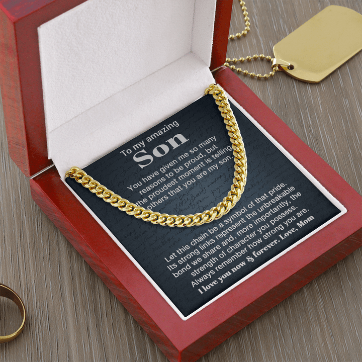 To My Son - "Unbreakable Bond" Cuban Link Chain from Mom - The Love Sparkle