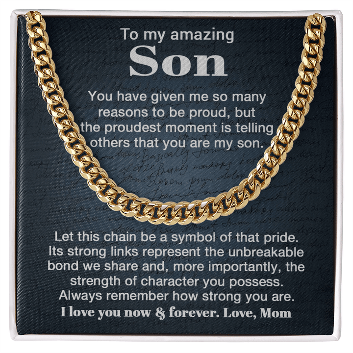 To My Son - "Unbreakable Bond" Cuban Link Chain from Mom - The Love Sparkle