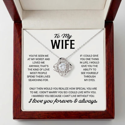 "To My Wife" Love Knot Necklace – Romantic Anniversary, Birthday & Just-Because Gift for Her from Husband - The Love Sparkle