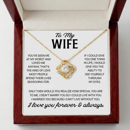 "To My Wife" Love Knot Necklace – Romantic Anniversary, Birthday & Just-Because Gift for Her from Husband - The Love Sparkle