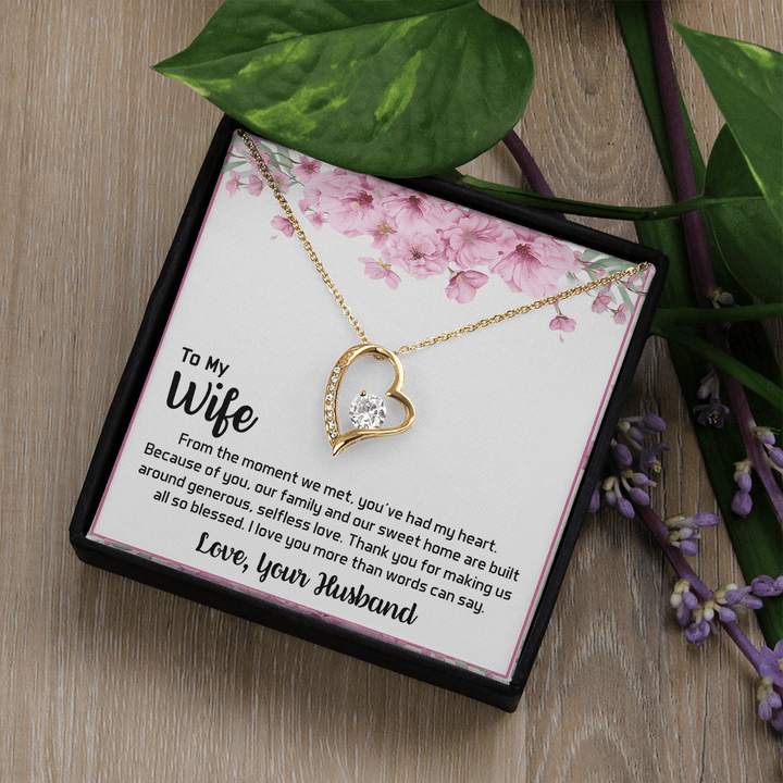 To My Wife - My Heart - Forever love Necklace - A Blessed Home - The Love Sparkle