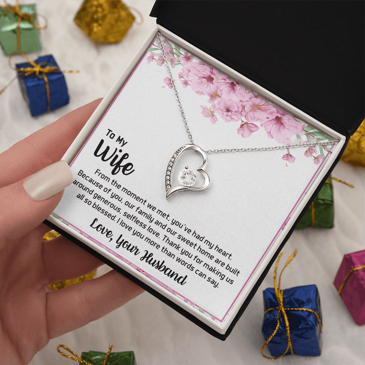 To My Wife - My Heart - Forever love Necklace - A Blessed Home - The Love Sparkle
