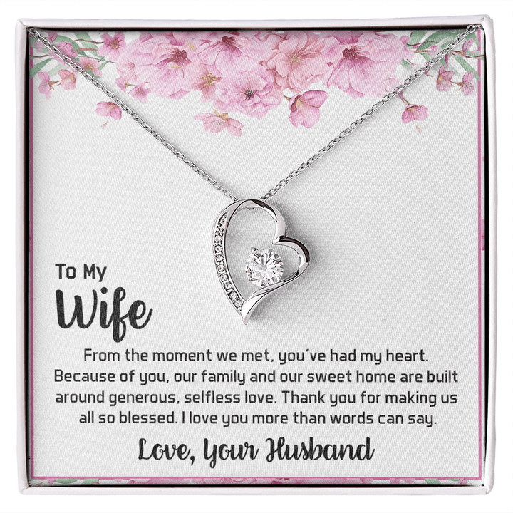 To My Wife - My Heart - Forever love Necklace - A Blessed Home - The Love Sparkle