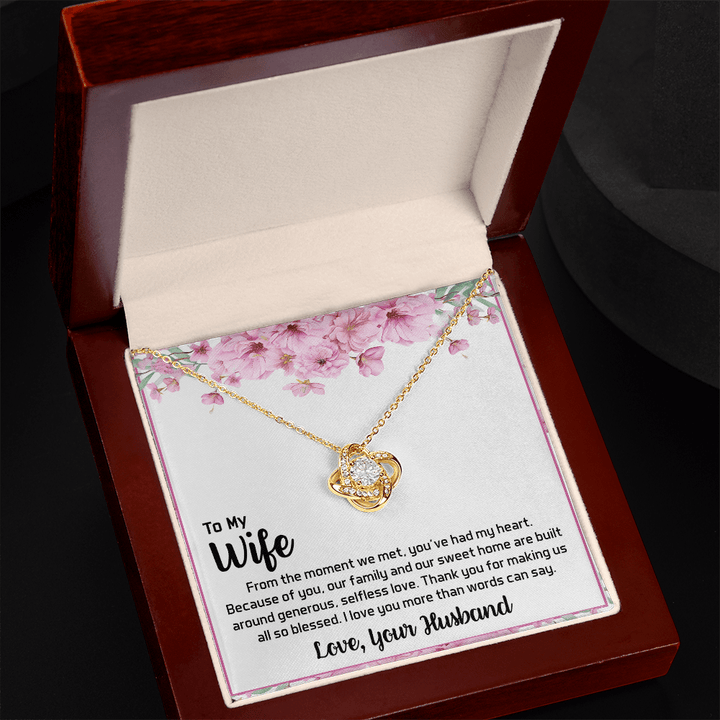 To My Wife - My Heart - Love Knot Necklace - A Blessed Home - The Love Sparkle