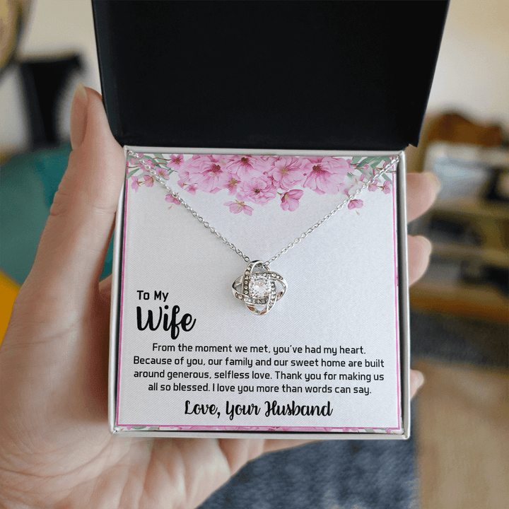To My Wife - My Heart - Love Knot Necklace - A Blessed Home - The Love Sparkle