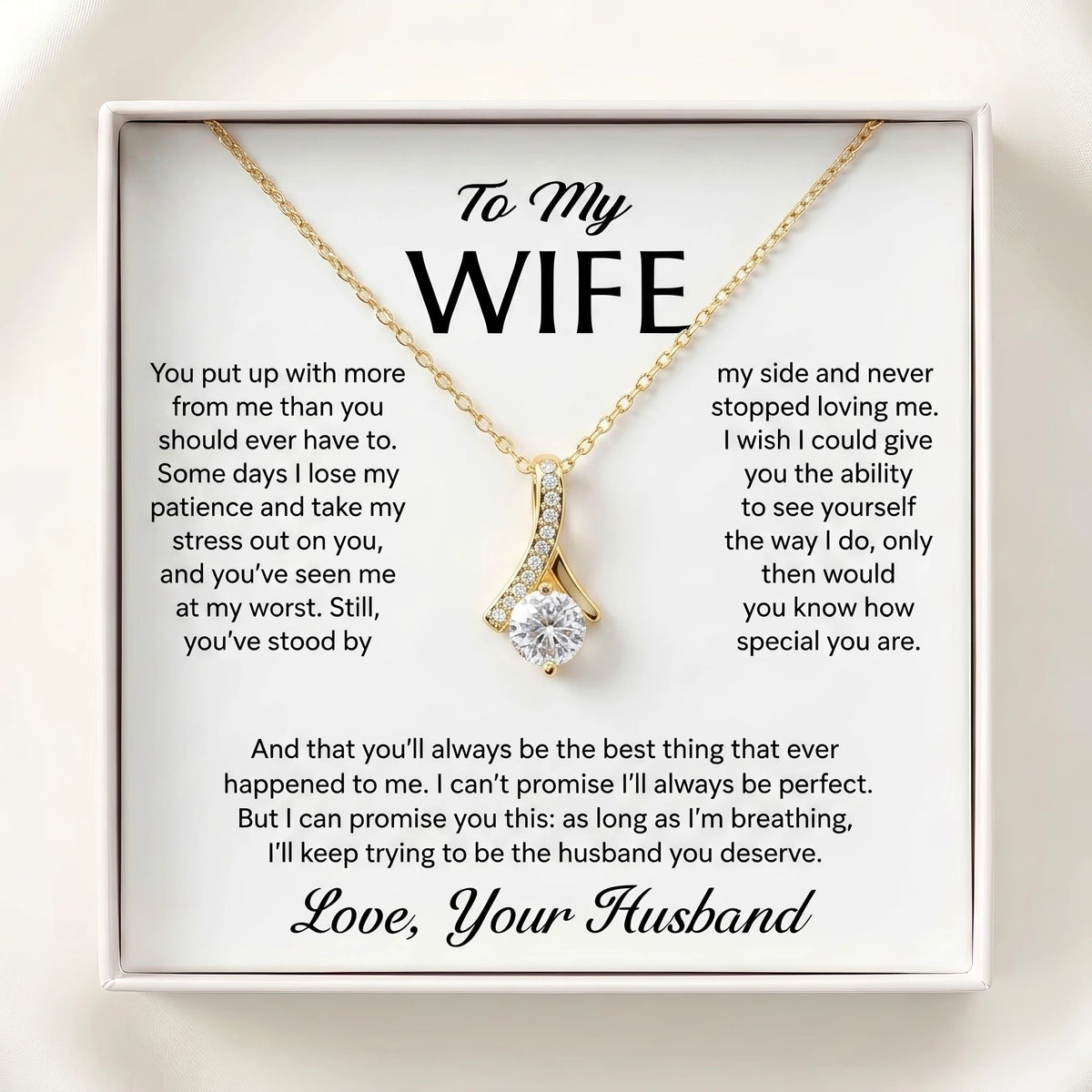 "To My Wife, the Best Thing That Ever Happened to Me" Alluring Beauty Necklace – Romantic Gift for Her - The Love Sparkle