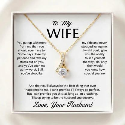 "To My Wife, the Best Thing That Ever Happened to Me" Alluring Beauty Necklace – Romantic Gift for Her - The Love Sparkle