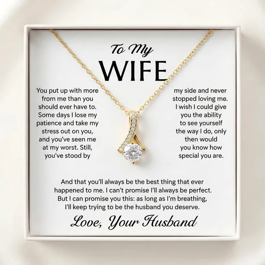 "To My Wife, the Best Thing That Ever Happened to Me" Alluring Beauty Necklace – Romantic Gift for Her - The Love Sparkle