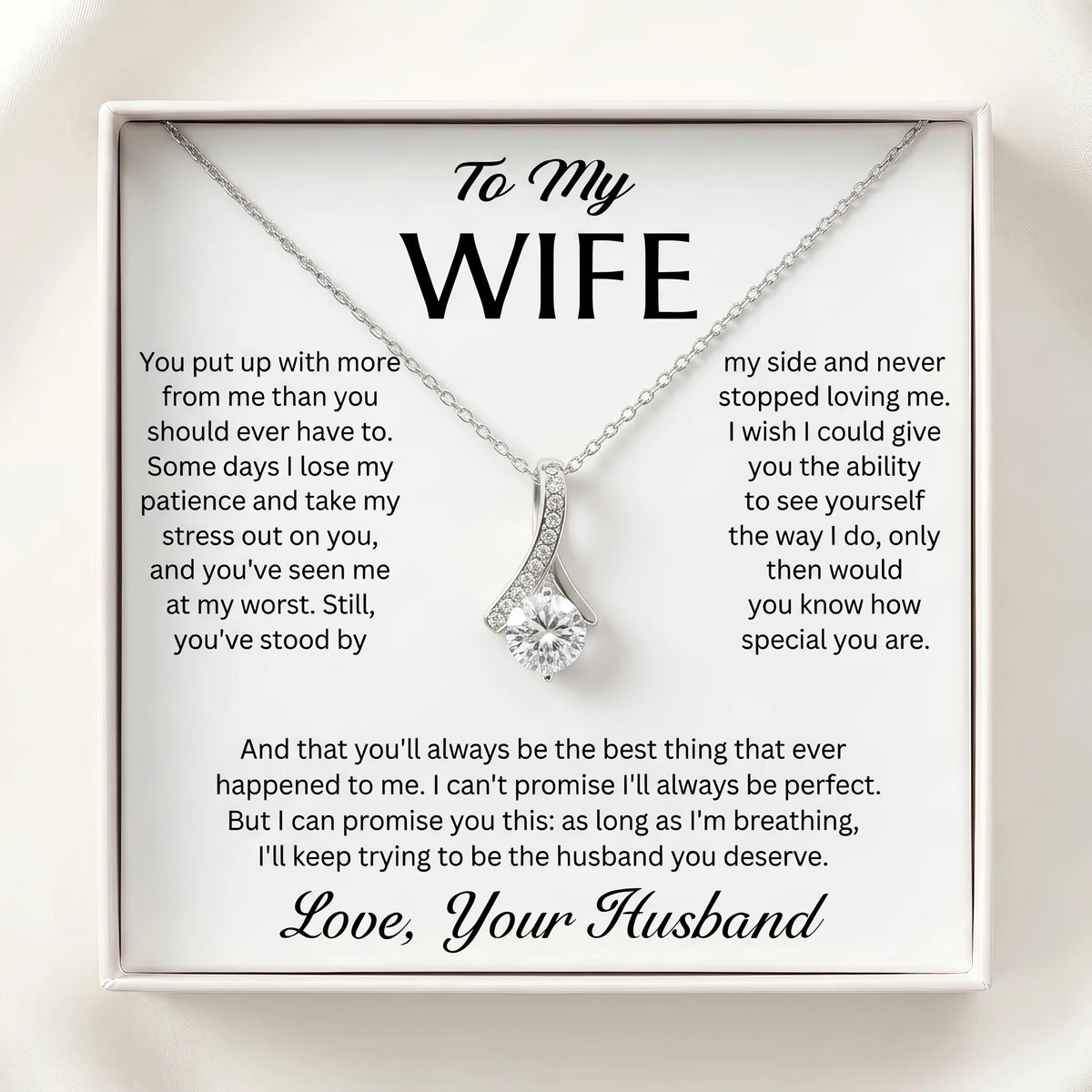 "To My Wife, the Best Thing That Ever Happened to Me" Alluring Beauty Necklace – Romantic Gift for Her - The Love Sparkle