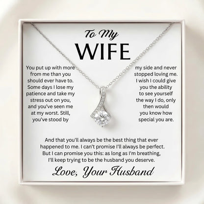 "To My Wife, the Best Thing That Ever Happened to Me" Alluring Beauty Necklace – Romantic Gift for Her - The Love Sparkle
