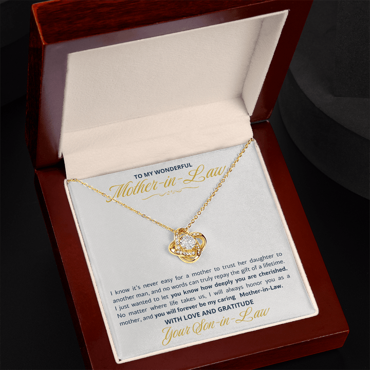 To My Wonderful Mother - in - Law Love Knot Necklace - Heartfelt Gift from Son - in - Law - The Love Sparkle
