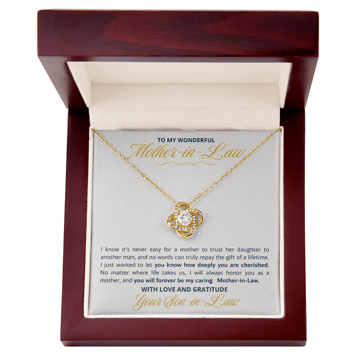 To My Wonderful Mother - in - Law Love Knot Necklace - Heartfelt Gift from Son - in - Law - The Love Sparkle