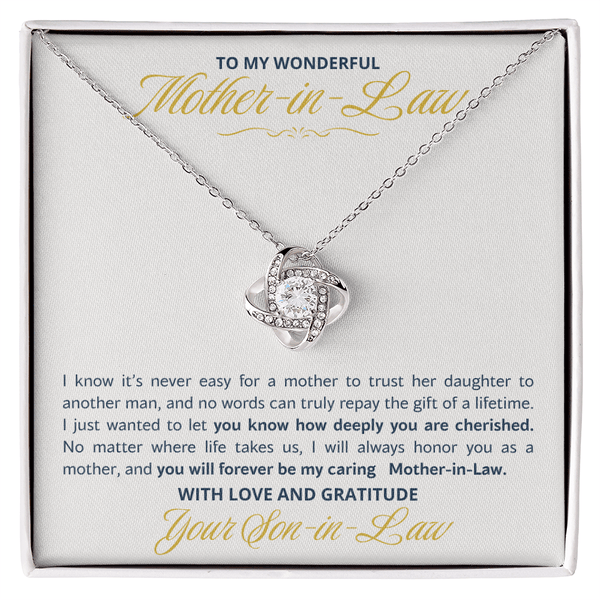 To My Wonderful Mother - in - Law Love Knot Necklace - Heartfelt Gift from Son - in - Law - The Love Sparkle
