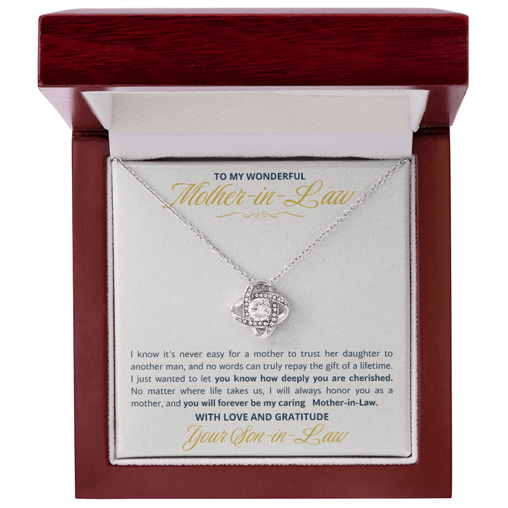 To My Wonderful Mother - in - Law Love Knot Necklace - Heartfelt Gift from Son - in - Law - The Love Sparkle
