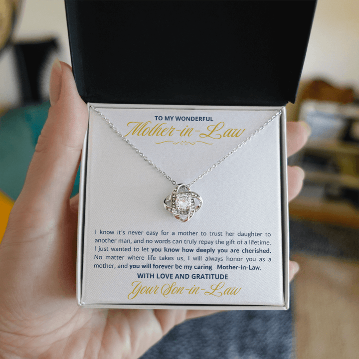 To My Wonderful Mother - in - Law Love Knot Necklace - Heartfelt Gift from Son - in - Law - The Love Sparkle