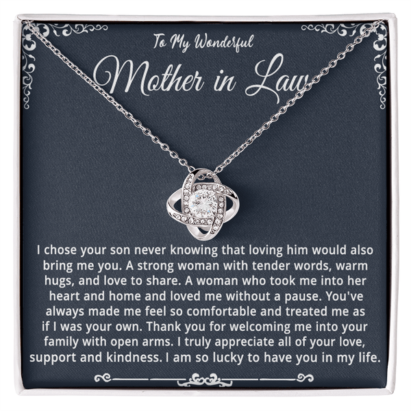 To My Wonderful Mother - in - Law - Love Knot Necklace - "The Blessing of You" - The Love Sparkle