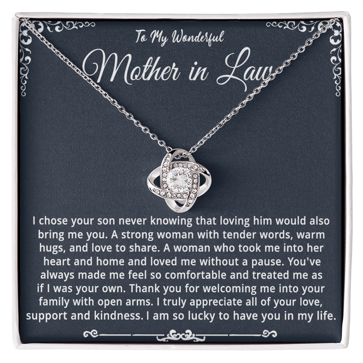 To My Wonderful Mother - in - Law - Love Knot Necklace - "The Blessing of You" - The Love Sparkle