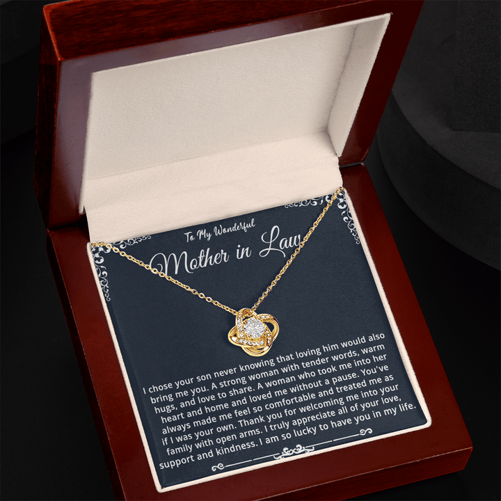 To My Wonderful Mother - in - Law - Love Knot Necklace - "The Blessing of You" - The Love Sparkle