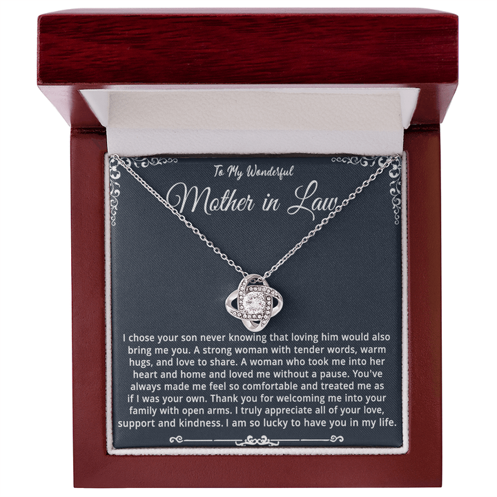 To My Wonderful Mother - in - Law - Love Knot Necklace - "The Blessing of You" - The Love Sparkle