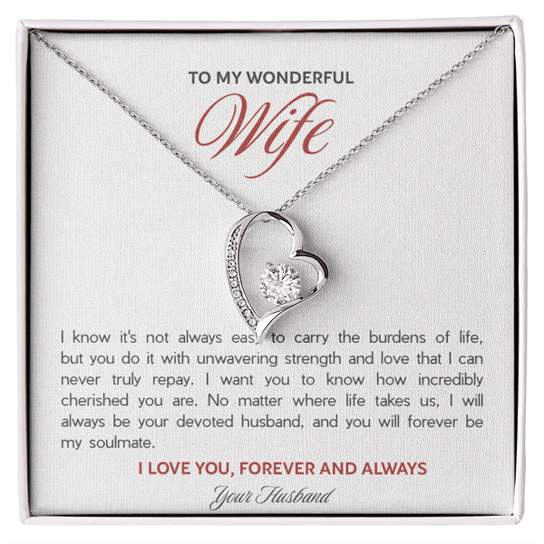 To My Wonderful Wife Forever Love Necklace - "Forever My Soulmate" Gift from Husband - The Love Sparkle