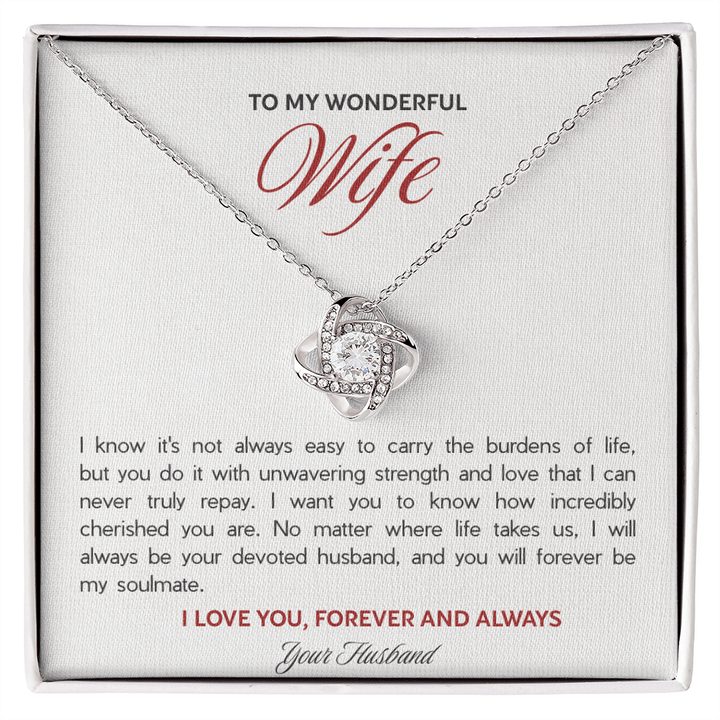 To My Wonderful Wife - The Love Knot Necklace - The Love Sparkle