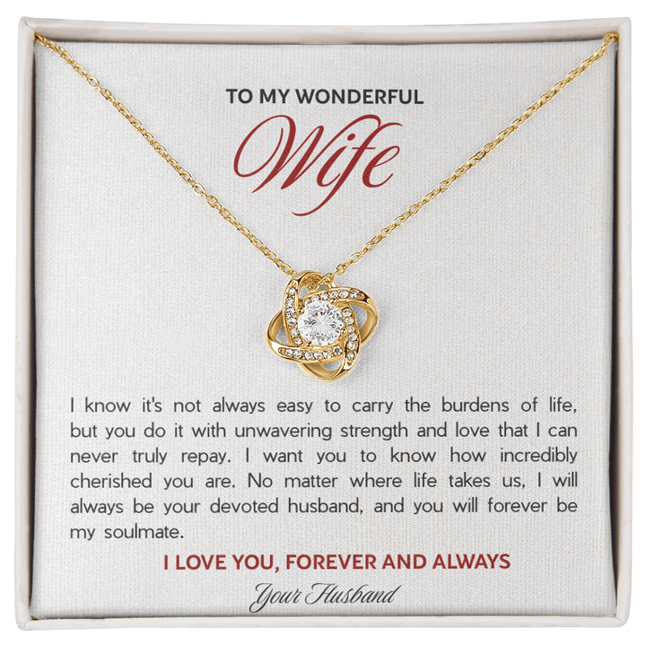 To My Wonderful Wife - The Love Knot Necklace - The Love Sparkle