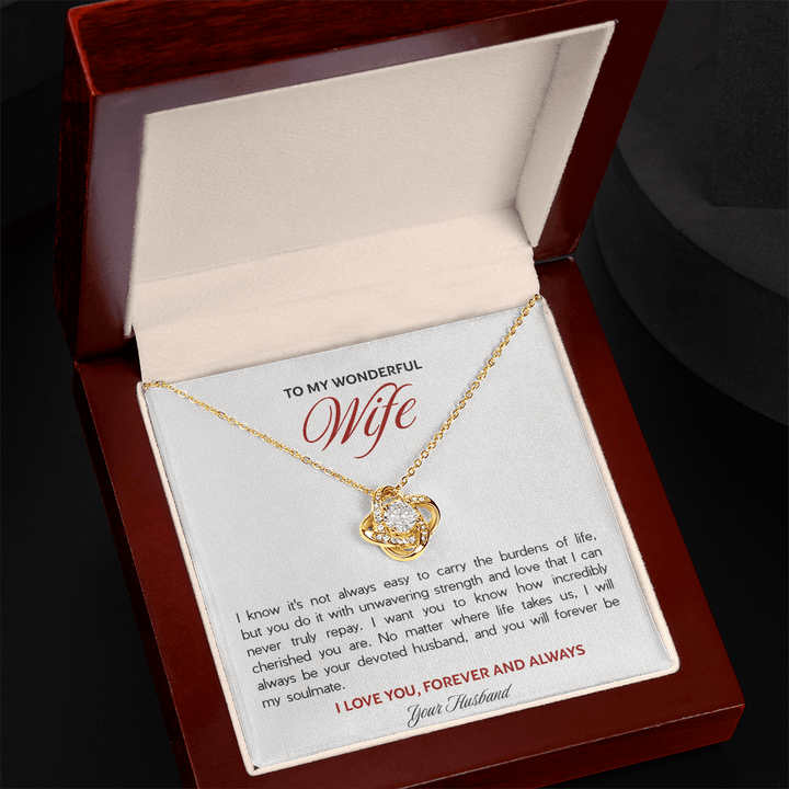 To My Wonderful Wife - The Love Knot Necklace - The Love Sparkle