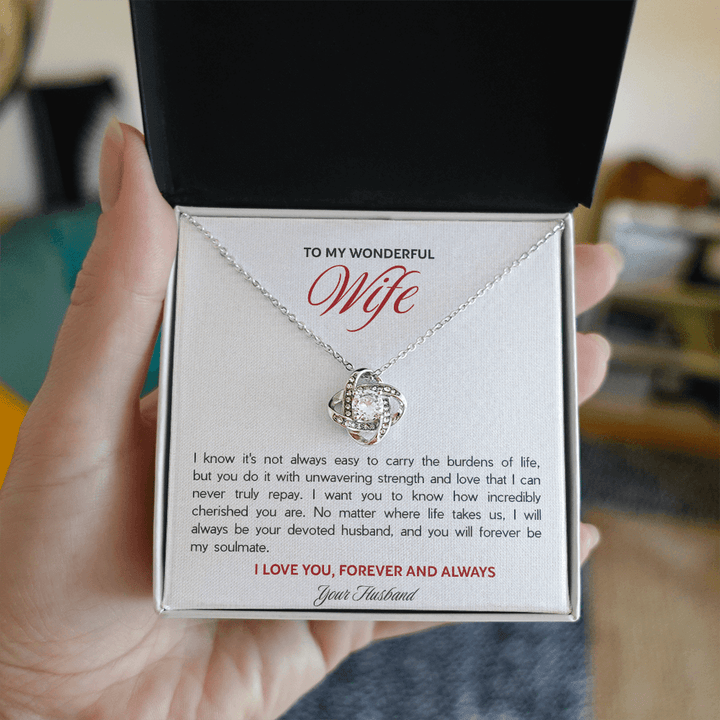 To My Wonderful Wife - The Love Knot Necklace - The Love Sparkle