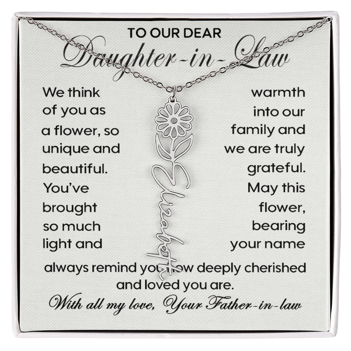 To Our Daughter - in - Law - Personalized Birth Flower Name Necklace - The Love Sparkle