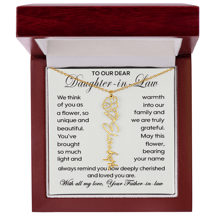 To Our Daughter - in - Law - Personalized Birth Flower Name Necklace - The Love Sparkle