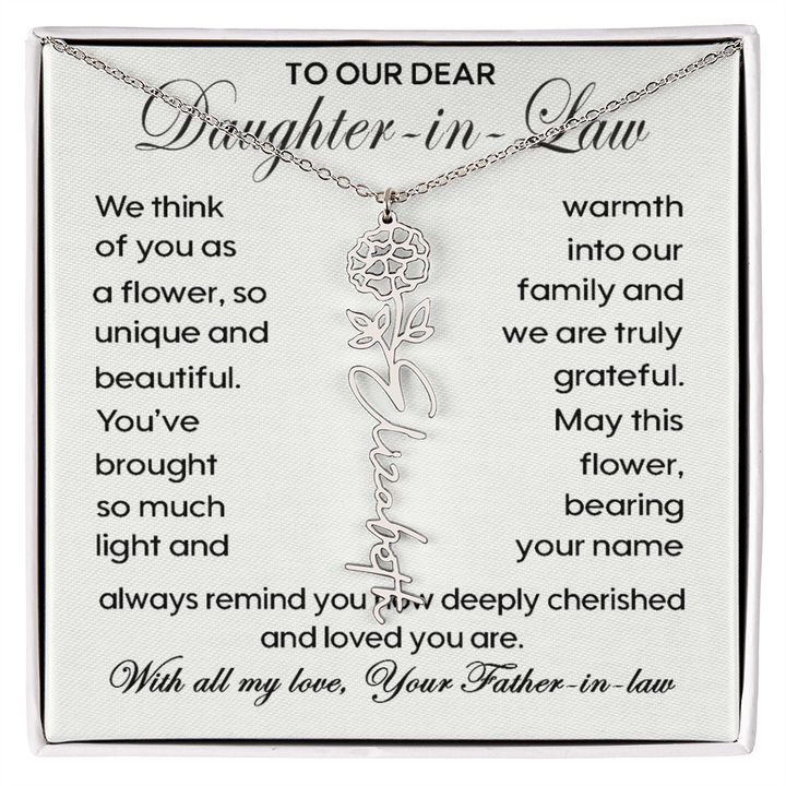 To Our Daughter - in - Law - Personalized Birth Flower Name Necklace - The Love Sparkle