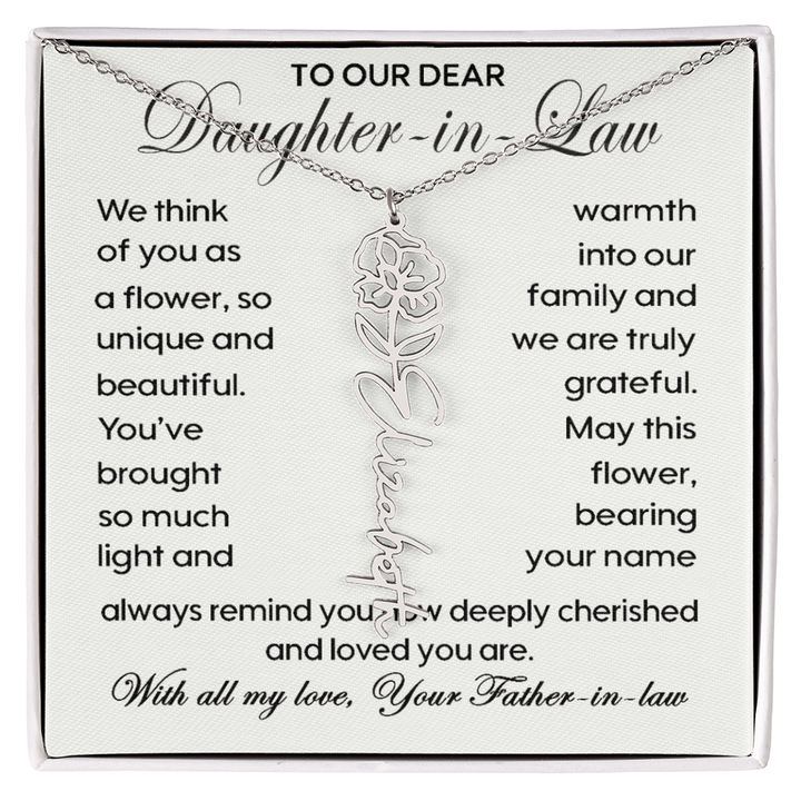 To Our Daughter - in - Law - Personalized Birth Flower Name Necklace - The Love Sparkle