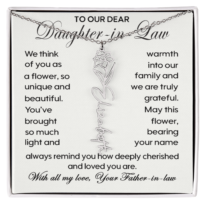 To Our Daughter - in - Law - Personalized Birth Flower Name Necklace - The Love Sparkle