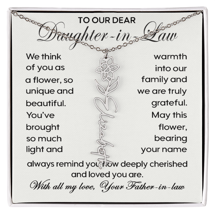 To Our Daughter - in - Law - Personalized Birth Flower Name Necklace - The Love Sparkle