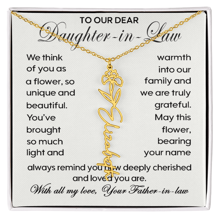 To Our Daughter - in - Law - Personalized Birth Flower Name Necklace - The Love Sparkle