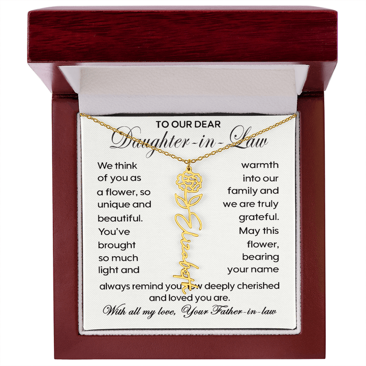 To Our Daughter - in - Law - Personalized Birth Flower Name Necklace - The Love Sparkle