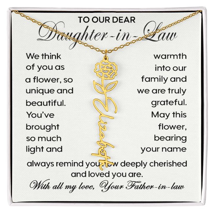 To Our Daughter - in - Law - Personalized Birth Flower Name Necklace - The Love Sparkle