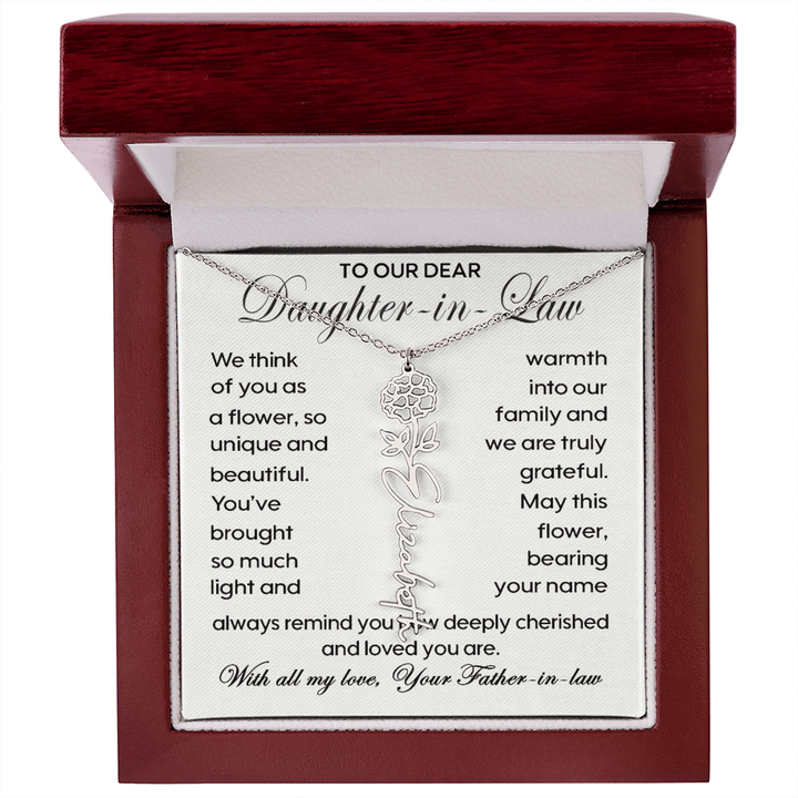 To Our Daughter - in - Law - Personalized Birth Flower Name Necklace - The Love Sparkle