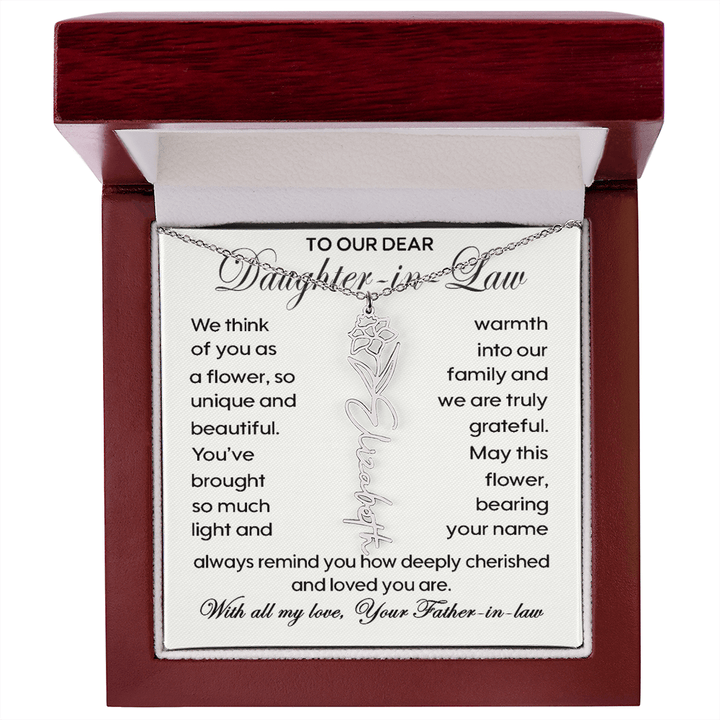 To Our Daughter - in - Law - Personalized Birth Flower Name Necklace - The Love Sparkle