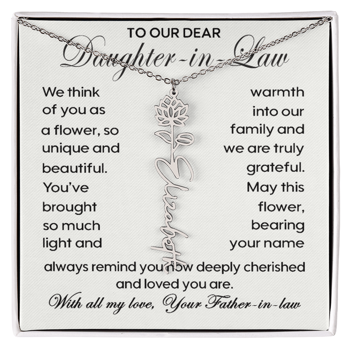 To Our Daughter - in - Law - Personalized Birth Flower Name Necklace - The Love Sparkle