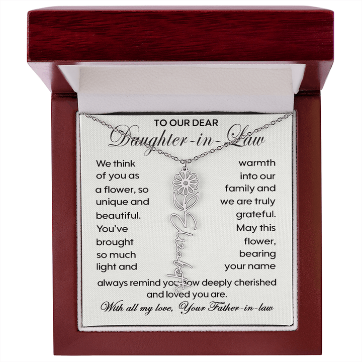 To Our Daughter - in - Law - Personalized Birth Flower Name Necklace - The Love Sparkle