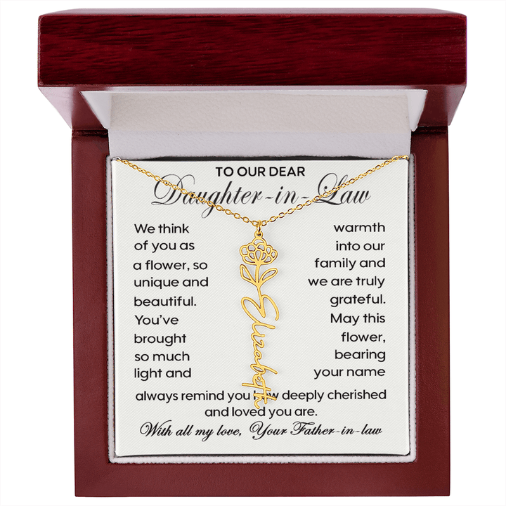 To Our Daughter - in - Law - Personalized Birth Flower Name Necklace - The Love Sparkle