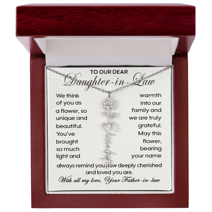 To Our Daughter - in - Law - Personalized Birth Flower Name Necklace - The Love Sparkle
