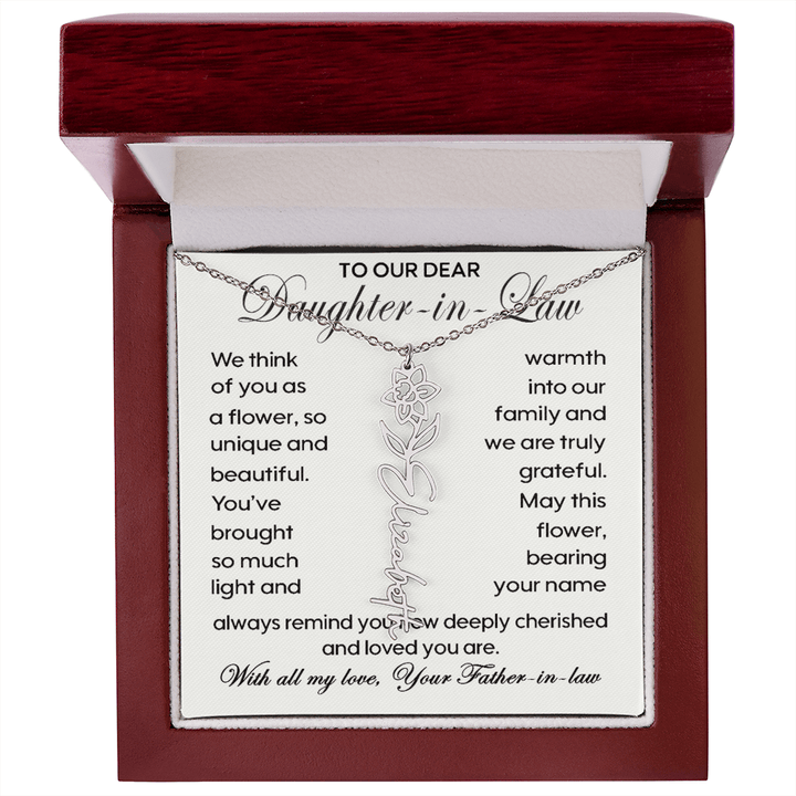 To Our Daughter - in - Law - Personalized Birth Flower Name Necklace - The Love Sparkle
