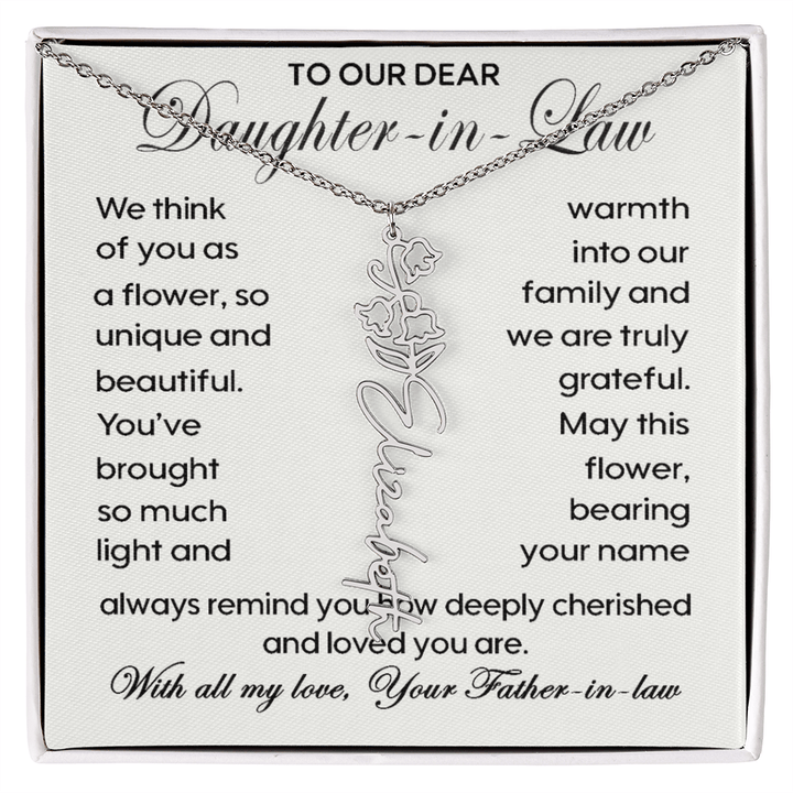 To Our Daughter - in - Law - Personalized Birth Flower Name Necklace - The Love Sparkle