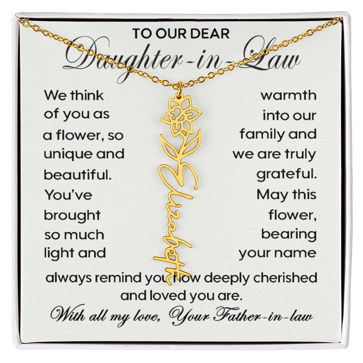 To Our Daughter - in - Law - Personalized Birth Flower Name Necklace - The Love Sparkle