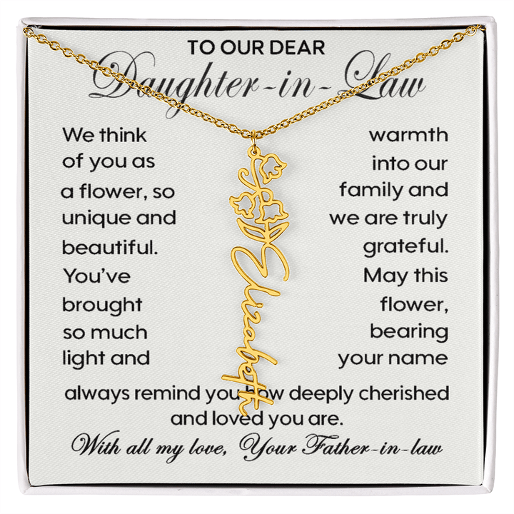 To Our Daughter - in - Law - Personalized Birth Flower Name Necklace - The Love Sparkle