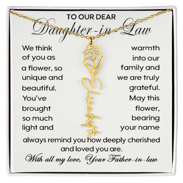 To Our Daughter - in - Law - Personalized Birth Flower Name Necklace - The Love Sparkle