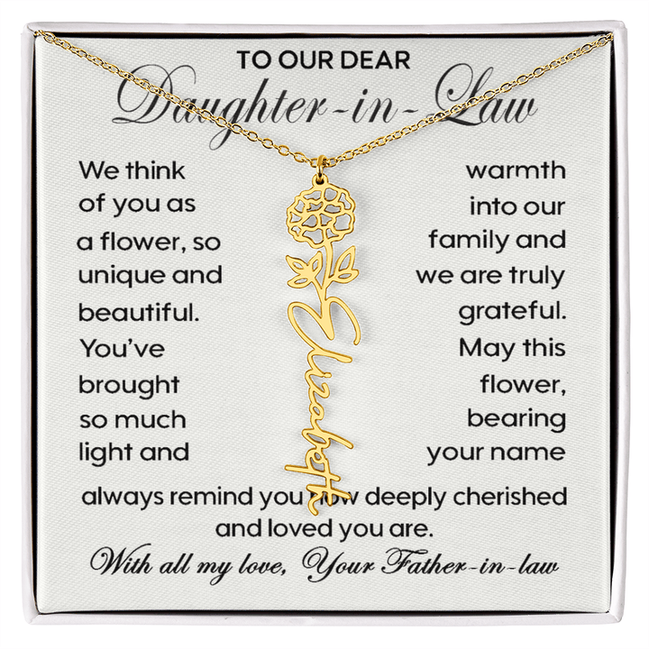 To Our Daughter - in - Law - Personalized Birth Flower Name Necklace - The Love Sparkle